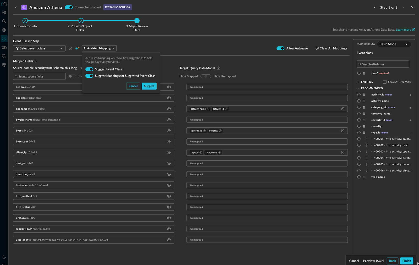 Product screen — federated security analytics